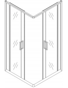 Box doccia angolare in cristallo trasparente e profili oro 2