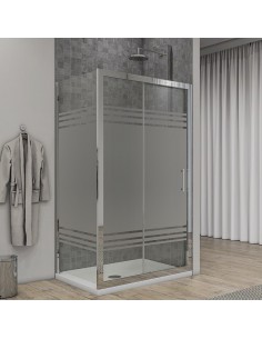 Box doccia Porta scorrevole con lato fisso vetro serigrafato profili cromo