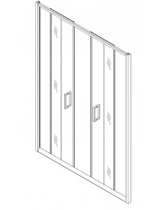 Nicchia scorrevole apertura a 2 lati cristallo opaco e profili oro 2