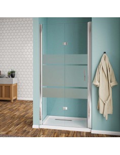 Porta pieghevole cristallo serigrafato profili cromo