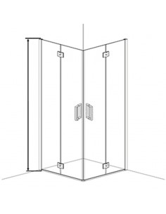 Box doccia angolare con due porte pieghevoli cristallo opaco e profili cromo 2