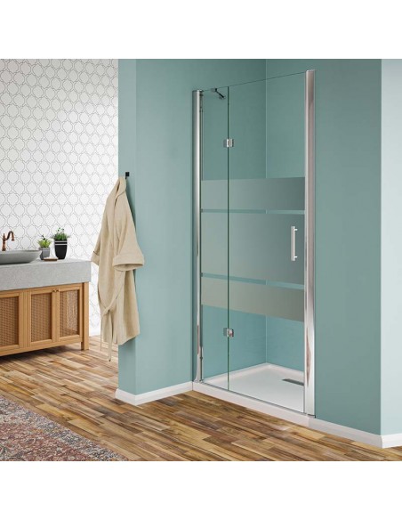 Porta battente cristallo serigrafato profili cromo