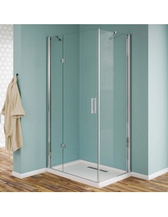Nicchia doccia porta battente con lato fisso cristallo trasparente profili cromo