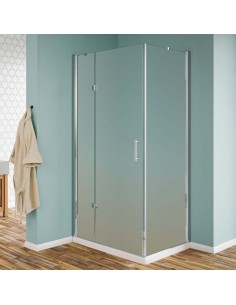 Nicchia doccia porta battente con lato fisso cristallo opaco profili cromo