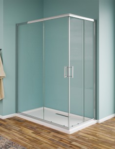 Box doccia angolare in cristallo trasparente e profili cromo