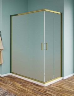 Box doccia angolare cristallo opaco profili oro