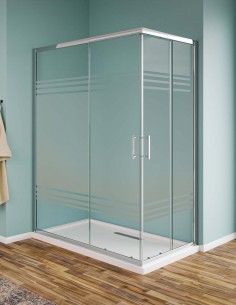 Box doccia angolare in cristallo serigrafato e profili cromo