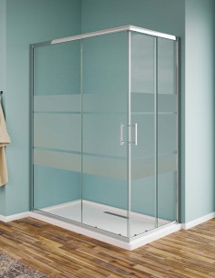 Box doccia angolare in cristallo serigrafato e profili cromo
