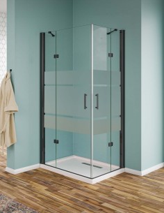 Box doccia battente cristallo serigrafato profili neri