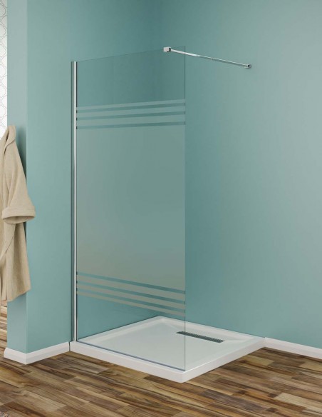 Parete walk-in cristallo serigragafato profili cromo