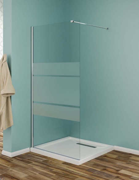 Parete walk-in cristallo serigrafato profili cromo