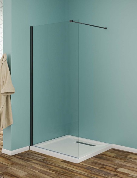 Parete Walk-In cristallo trasparente profilo nero
