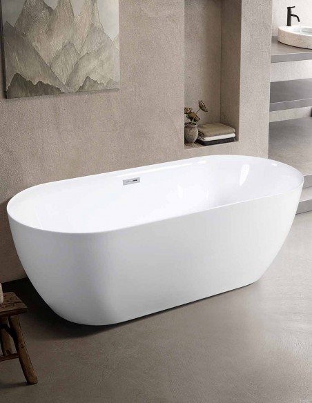 Vasca da Bagno Freestanding in acrilico bianco lucido modello Verona 150/160/170/180x75x58 cm