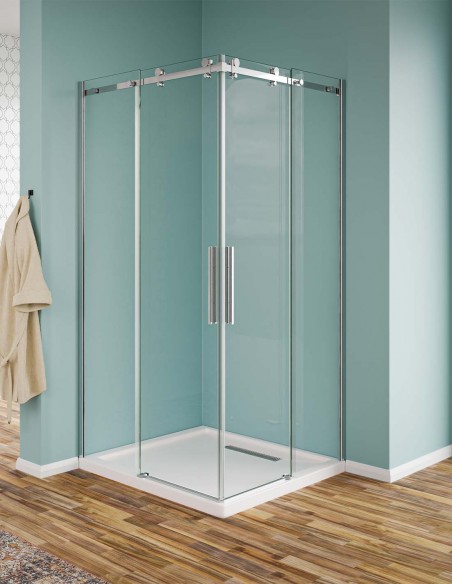 Box doccia Elegance angolare con porte scorrevoli in vetro temperato trasparente 8mm
