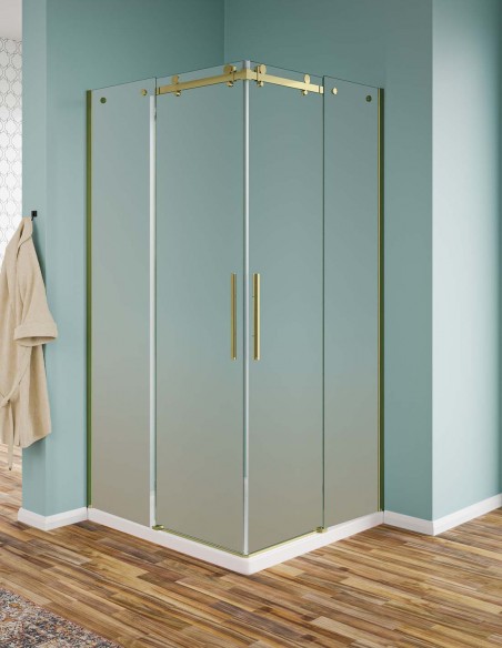 Box doccia Elegance vetro opaco profili gold