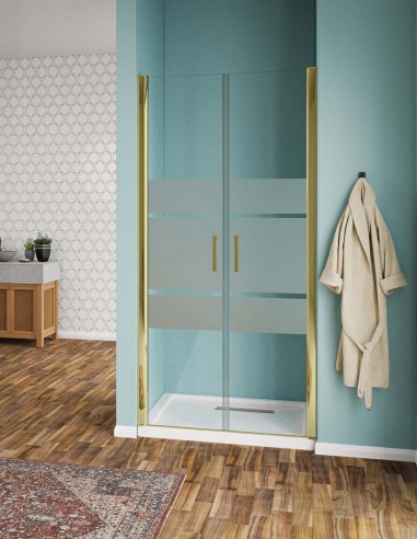 Porta saloon vetro fasciato profili gold