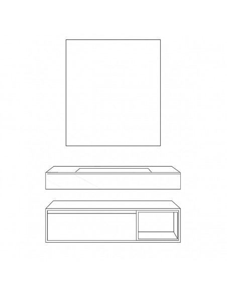 Mobile bagno sospeso modello Elisa con 1 cassettone composizione composta da base mobile, lavabo, specchio a LED