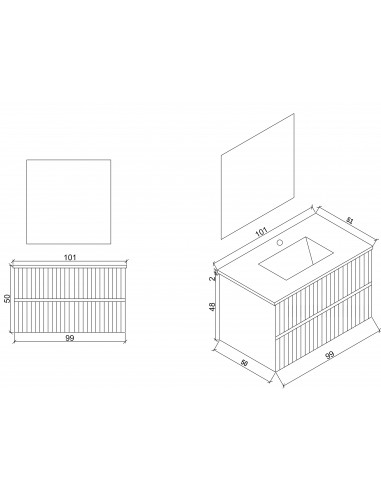 Mobile Bagno Sospeso cannettato con Lavabo in...