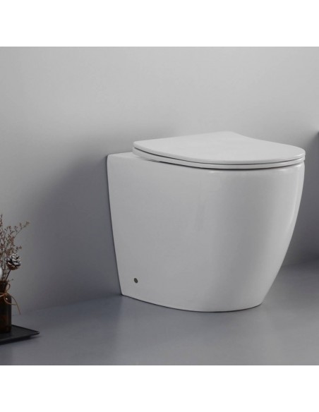 Sanitario filomuro ceramica bianco lucido vaso con sedile soft-close