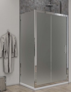 Box doccia Porta scorrevole con lato fisso cristallo opaco profili cromo