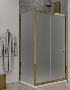 Box doccia Porta scorrevole con lato fisso vetro opaco profili oro