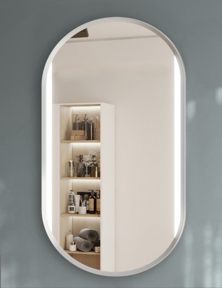 Specchio Bagno LED Retroilluminato Ovale mod. Sole 45x100 cm