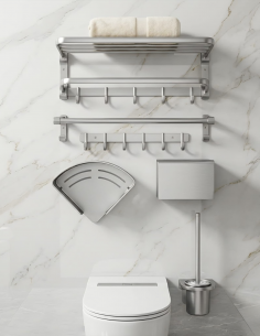 Accessori Bagno  Set 6 Pezzi in Alluminio Cromo Satinato