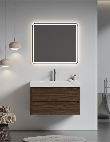 Mobile Bagno Sospeso Rovere scuro 80 cm