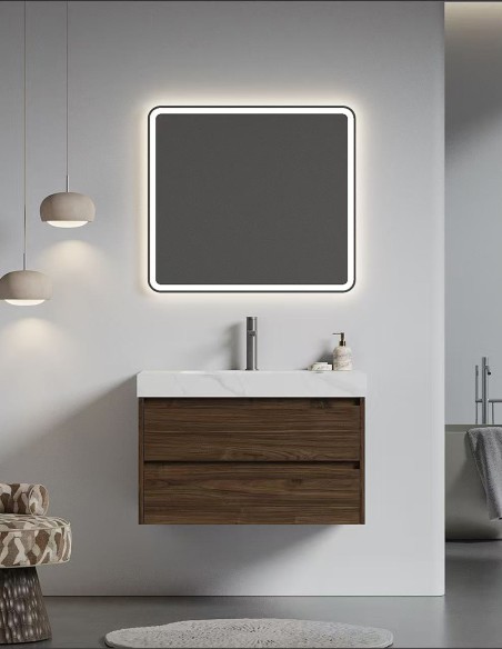 Mobile Bagno Sospeso Rovere scuro 80 cm