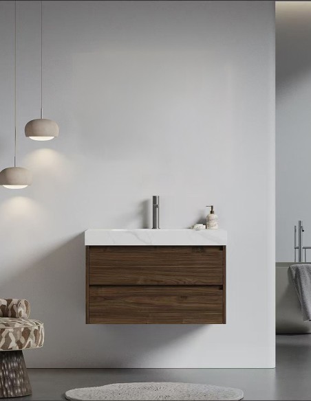 Mobile Bagno Sospeso Rovere scuro 80 cm