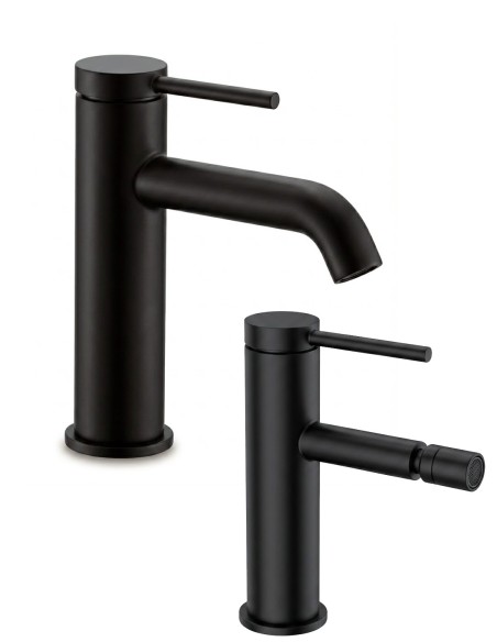Set Miscelatori Bagno Lavabo e Bidet Nero Opaco - Serie Kimi