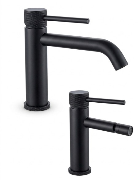 Set Miscelatori Bagno Lavabo e Bidet Nero Opaco