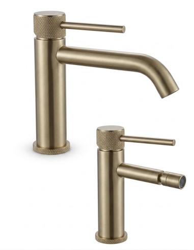 Set Miscelatori Bagno Lavabo e Bidet Oro Spazzolato