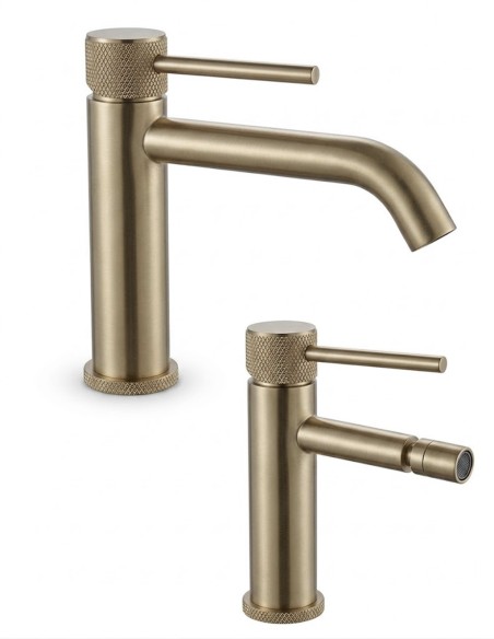 Set Miscelatori Bagno Lavabo e Bidet Oro Spazzolato