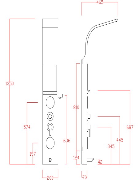 Colonna doccia idromassaggio con cascata modello Boston Silver Lucido H135 cm