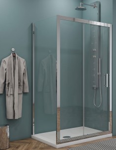 Box doccia Porta scorrevole con lato fisso cristallo trasparente profili cromo