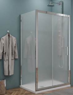 Box doccia Porta scorrevole con lato fisso cristallo opaco profili cromo