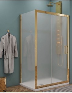 Box doccia Porta scorrevole con lato fisso vetro opaco profili oro