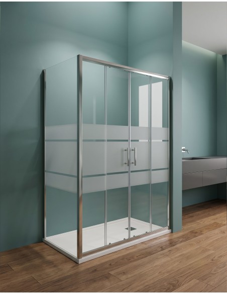 Doppia nicchia scorrevole con lato fisso in vetro temperato fasciato 2 6mm Linea Eny Chrome