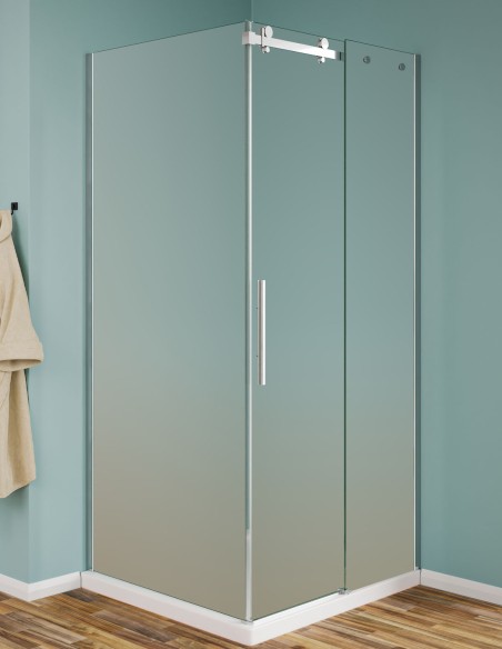 Nicchia scorrevole Elegance apertura 1 lato con lato fisso in vetro temperato opaco 8mm Linea Nick Chrome