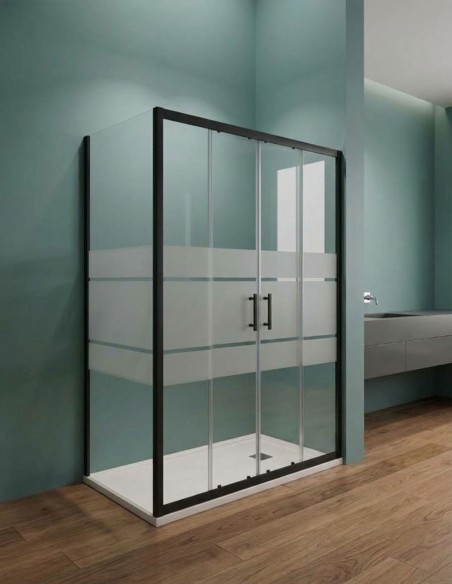 Doppia nicchia scorrevole con lato fisso in vetro temperato fasciato 6mm Linea Eny Black