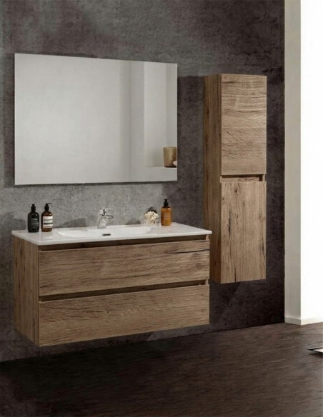 Mobile da bagno sospeso modello lineare base lavabo e specchio