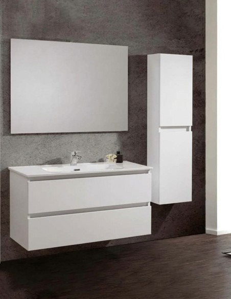 Mobile da bagno sospeso modello lineare base lavabo e specchio