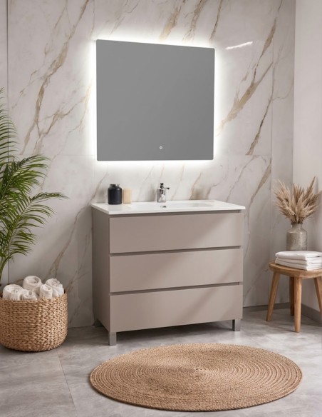 Mobile bagno con 3 cassettoni mod. Matilde base, lavabo e specchio LED Opzionale