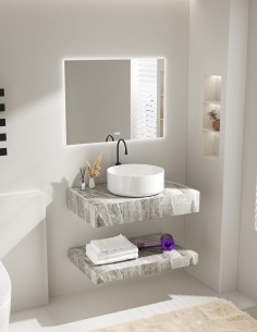 Mensolone Bagno Sospeso Effetto Marmo con Lavabo ciotola... 2