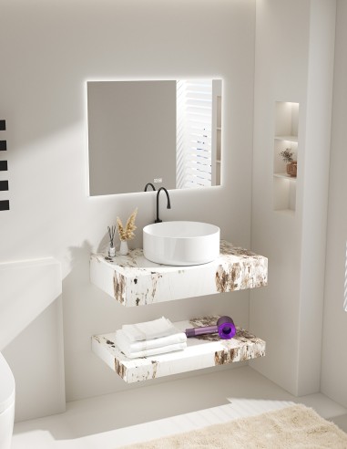 Mensolone Bagno Sospeso Effetto Marmo con...