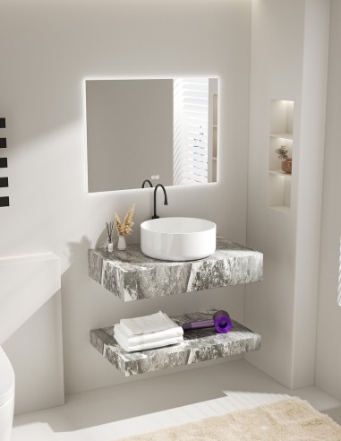 Mensolone Bagno Sospeso Effetto Marmo con...