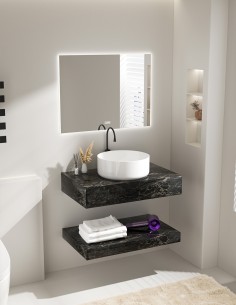 Mensolone Bagno Sospeso Effetto Marmo con Lavabo ciotola...