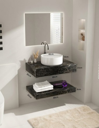 Mensolone Bagno Sospeso Effetto Marmo con...