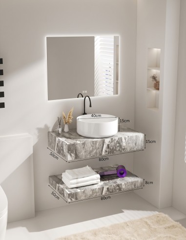 Mensolone Bagno Sospeso Effetto Marmo con...